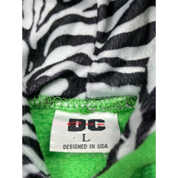 Green Washington DC Mens Large Hoodie With Zebra Print Lining By DC - Picture 3 of 13